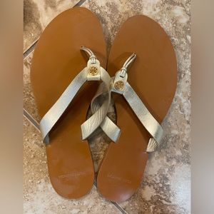 Tory Burch Gold Flip Flops